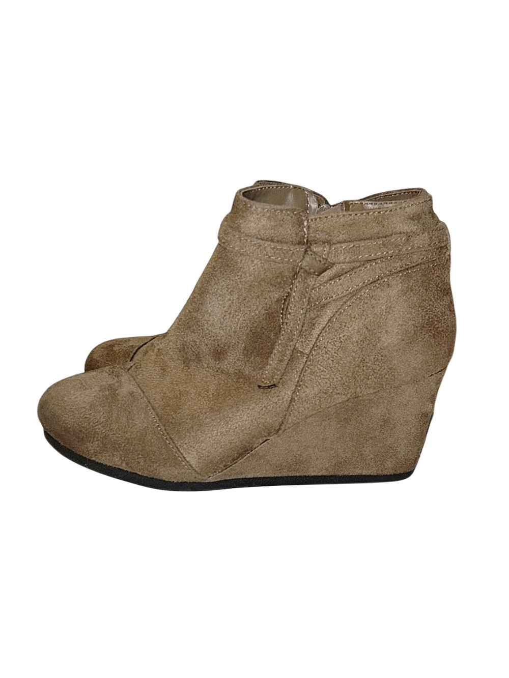 YNOT Girl's Brown Suede Wedge Booties Size 13